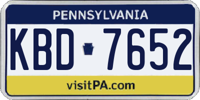 PA license plate KBD7652