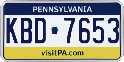 PA license plate KBD7653