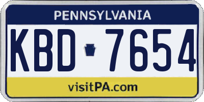 PA license plate KBD7654