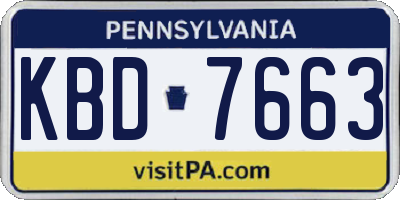 PA license plate KBD7663