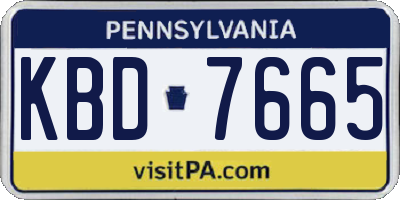 PA license plate KBD7665