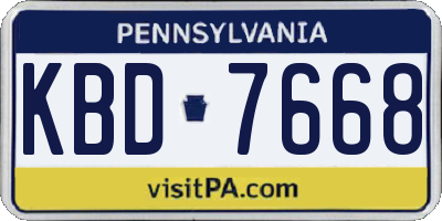 PA license plate KBD7668