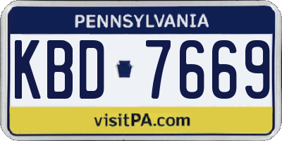 PA license plate KBD7669