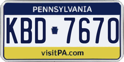 PA license plate KBD7670