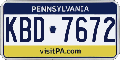 PA license plate KBD7672