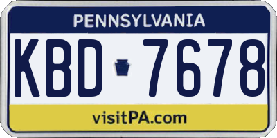 PA license plate KBD7678
