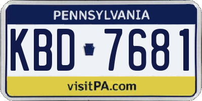 PA license plate KBD7681