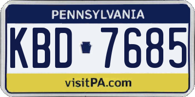 PA license plate KBD7685