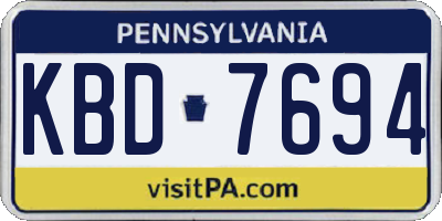 PA license plate KBD7694