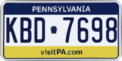 PA license plate KBD7698