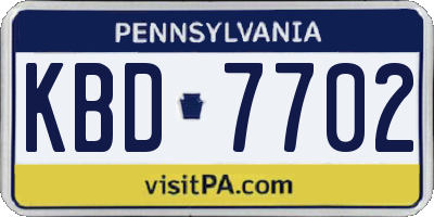 PA license plate KBD7702