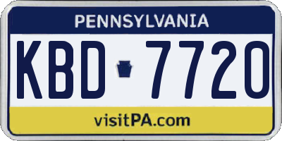 PA license plate KBD7720