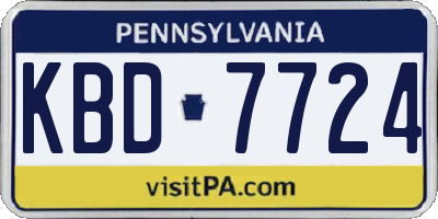 PA license plate KBD7724