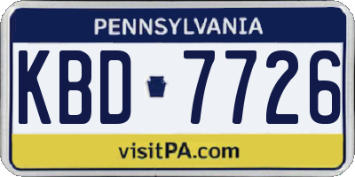 PA license plate KBD7726