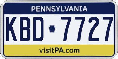 PA license plate KBD7727