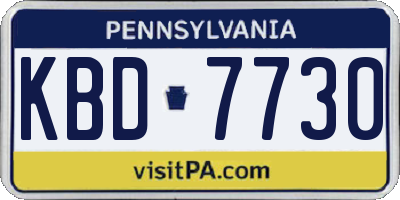 PA license plate KBD7730