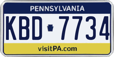 PA license plate KBD7734