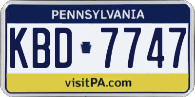 PA license plate KBD7747