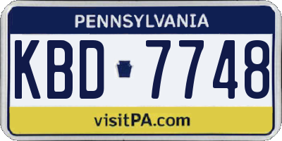 PA license plate KBD7748
