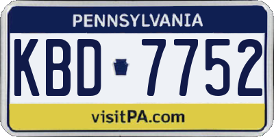 PA license plate KBD7752