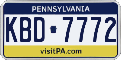 PA license plate KBD7772