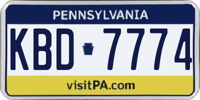 PA license plate KBD7774