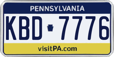 PA license plate KBD7776