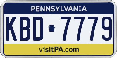 PA license plate KBD7779