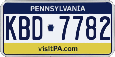 PA license plate KBD7782