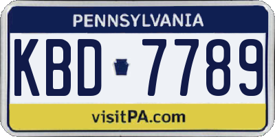 PA license plate KBD7789
