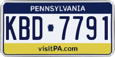PA license plate KBD7791