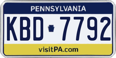 PA license plate KBD7792
