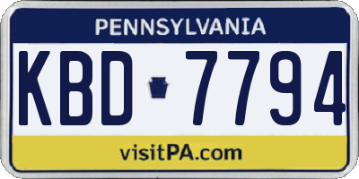 PA license plate KBD7794