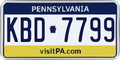 PA license plate KBD7799