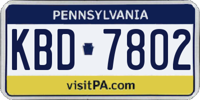 PA license plate KBD7802