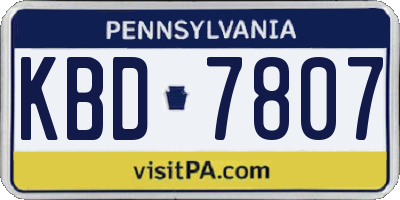 PA license plate KBD7807