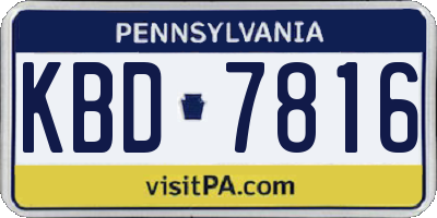 PA license plate KBD7816
