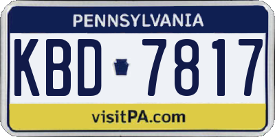 PA license plate KBD7817