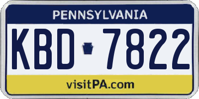PA license plate KBD7822