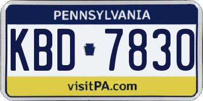 PA license plate KBD7830