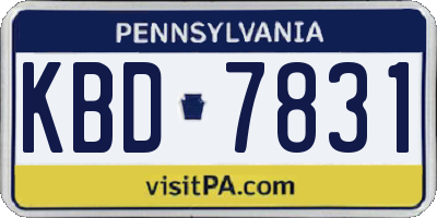 PA license plate KBD7831