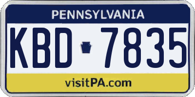 PA license plate KBD7835