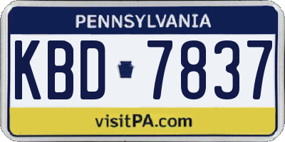 PA license plate KBD7837