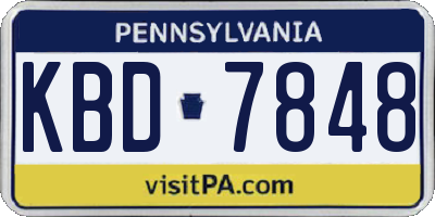 PA license plate KBD7848