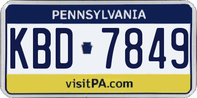 PA license plate KBD7849