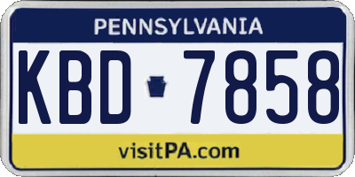 PA license plate KBD7858
