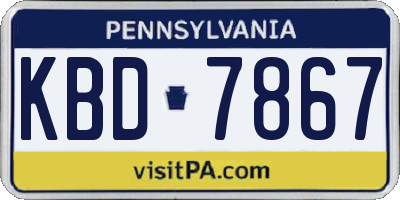 PA license plate KBD7867