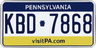 PA license plate KBD7868