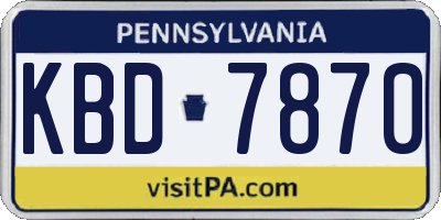 PA license plate KBD7870