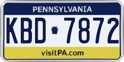 PA license plate KBD7872